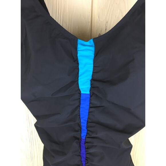 Slimming Swimsuit Womens 6 Tummy Control One Piece Swim Ruching Black Beach - Picture 2 of 9